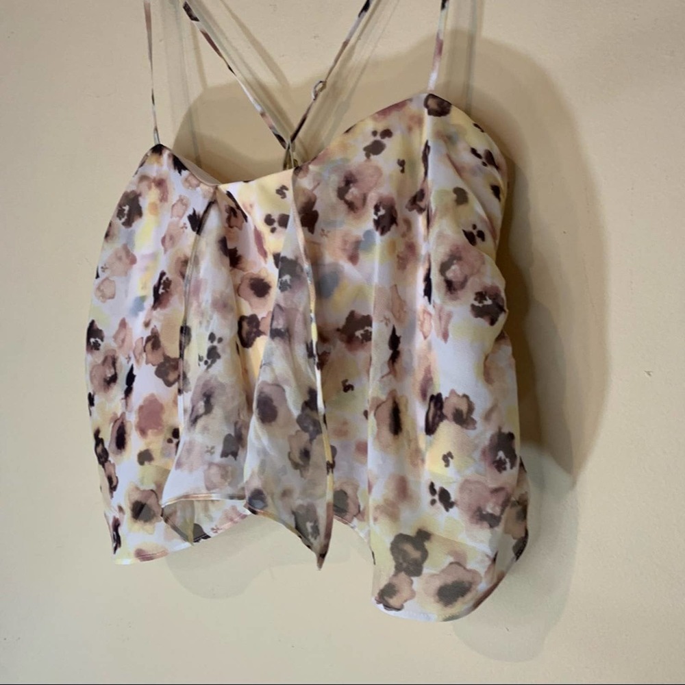 Gianni Bini NEW Vic Cropped Top Wild Flower Sheer Blouse Medium - Picture 3 of 16